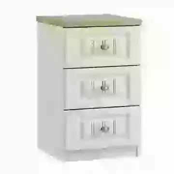 Oak Top Classic 3 Drawer 15" Bedside Chest Grey, Ivory, White